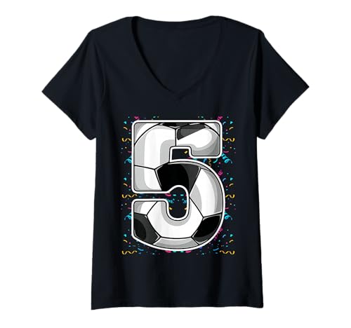 Damen Happy Birthday Soccer Squad 5. Geburtstag Spieler T-Shirt mit V-Ausschnitt Damen Happy Birthday Soccer Squad 5. Geburtstag Spieler T-Shirt mit V-Ausschnitt von Soccer Squad Birthday Gifts and Apparel for Young