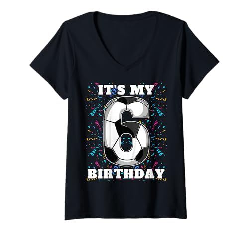 Damen Happy Birthday Soccer Squad 6. Geburtstag Spieler T-Shirt mit V-Ausschnitt Damen Happy Birthday Soccer Squad 6. Geburtstag Spieler T-Shirt mit V-Ausschnitt von Soccer Squad Birthday Gifts and Apparel for Young