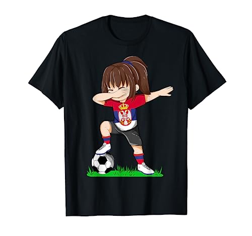 Fußball Serbien Trikot Shirt Serbische Flagge Fußball Mädchen Dab T-Shirt von Soccer Team Flag Football Funny 2022 T-Shirts