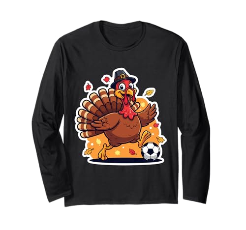 Fußball Türkei Thanksgiving Jungen Mädchen Kinder Herbst Fußball Langarmshirt von Soccer Turkey Thanksgiving Boys Girls Products