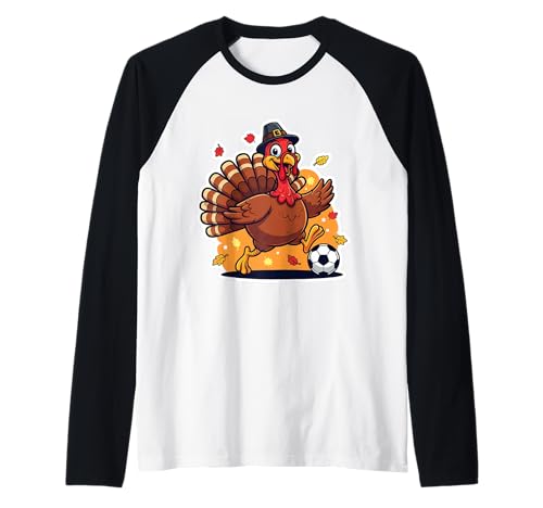 Fußball Türkei Thanksgiving Jungen Mädchen Kinder Herbst Fußball Raglan von Soccer Turkey Thanksgiving Boys Girls Products