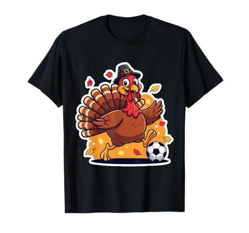 Fußball Türkei Thanksgiving Jungen Mädchen Kinder Herbst Fußball T-Shirt von Soccer Turkey Thanksgiving Boys Girls Products