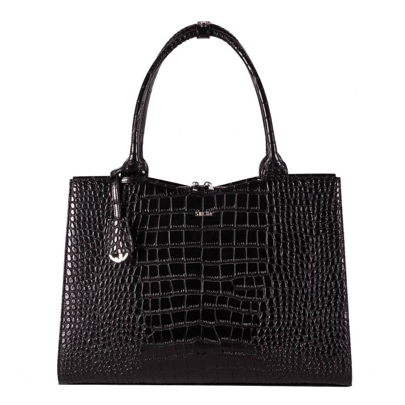 Business Bag crocodile, Laptoptasche 15.6 Zoll für Damen -Schwarz von Socha