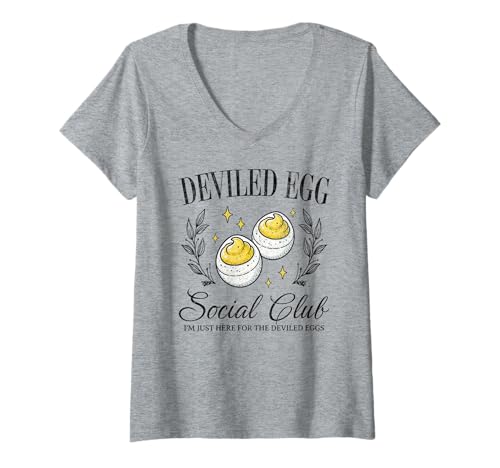 Damen Deviled Egg Social Club Happy Thanksgiving Fall Zitat T-Shirt mit V-Ausschnitt von Social Club T-Shirt Co.