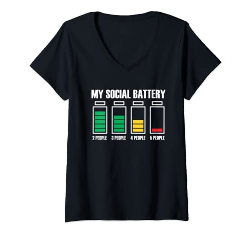 Damen My Social Battery Is Dying For This Introvertierte People T-Shirt T-Shirt mit V-Ausschnitt von Social Collection Tees