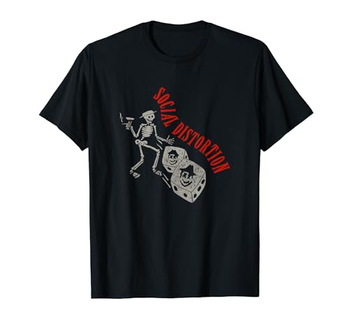 Social Distortion Offizielle Skelly Dice T-Shirt, Schwarz, S, Unisex, Kurzarm, Klassisch, Schädel, Cartoon, Herren, Casual, Party & Feier, Fans von Punk Rock Musik, 18 und älter Social Distortion Offizielle Skelly Dice T-Shirt, Schwarz, S, Unisex, Kurzarm, Klassisch, Schädel, Cartoon, Herren, Casual, Party & Feier, Fans von Punk Rock Musik, 18 und älter von Social Distortion