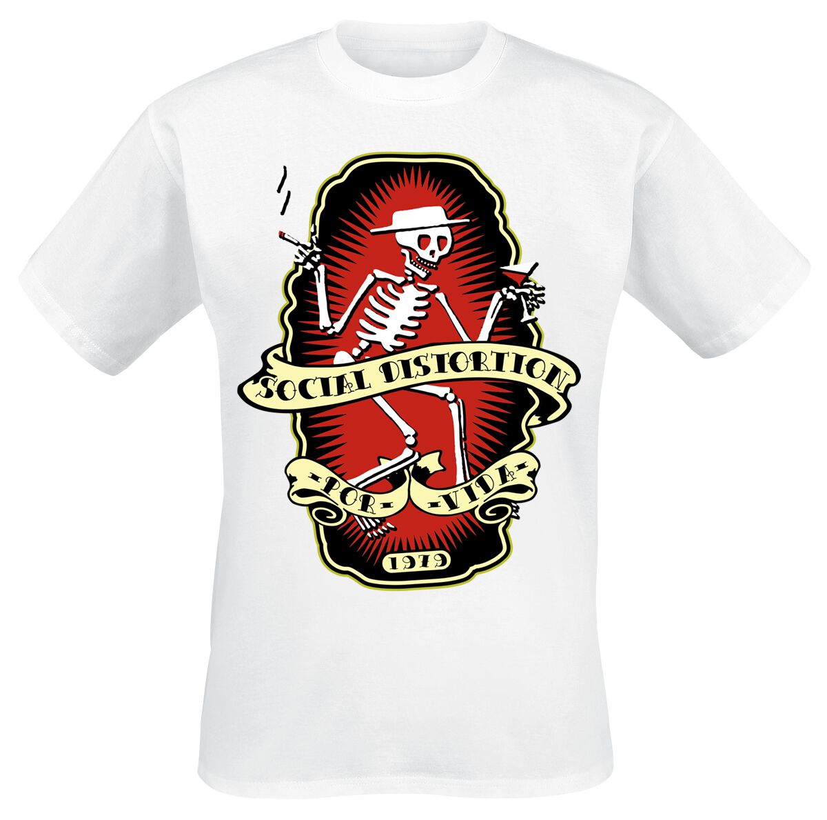 Social Distortion T-Shirt - Por Vida - S bis 3XL - für Männer - Größe S - weiß  - Lizenziertes Merchandise! von Social Distortion