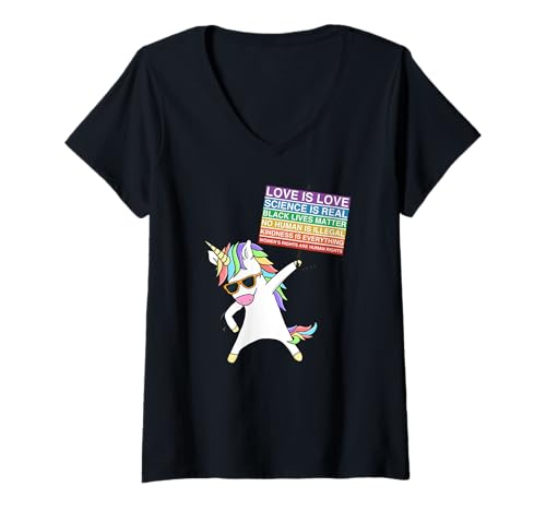 Damen Social Justice Unicorn Protest Damen Gleichheit Egalitär T-Shirt mit V-Ausschnitt Damen Social Justice Unicorn Protest Damen Gleichheit Egalitär T-Shirt mit V-Ausschnitt von Social Justice Education Unicorn Apparel