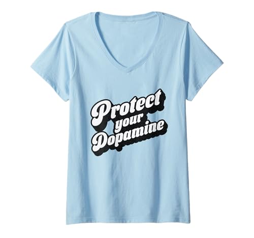 Damen Schützen Sie Ihr Dopamin Retro Vintage Yoga T-Shirt mit V-Ausschnitt von Social Media AI Internet Meditation Pilates Gifts