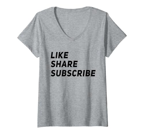 Damen Social Media Like Share Abonnieren T-Shirt mit V-Ausschnitt von Social Media Content Creator