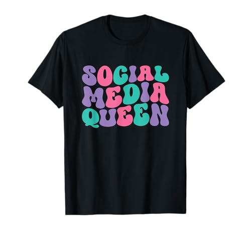 Social Media Queen Damen Retro Vintage Groovy Wavy T-Shirt von Social Media Queen Clothing Co