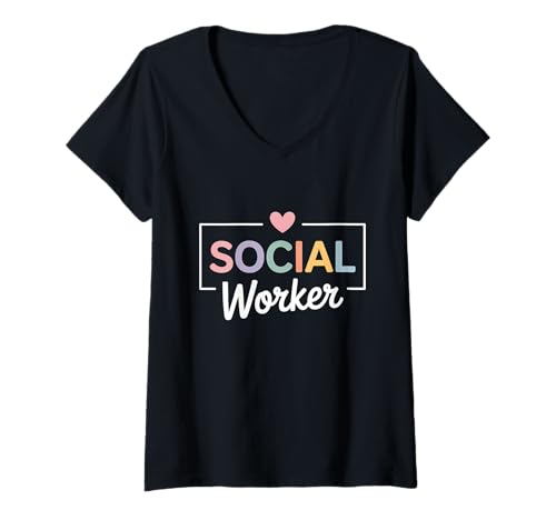 Damen Sozialarbeiter-Schulunterstützung T-Shirt mit V-Ausschnitt Damen Sozialarbeiter-Schulunterstützung T-Shirt mit V-Ausschnitt von Social Worker School Counselor