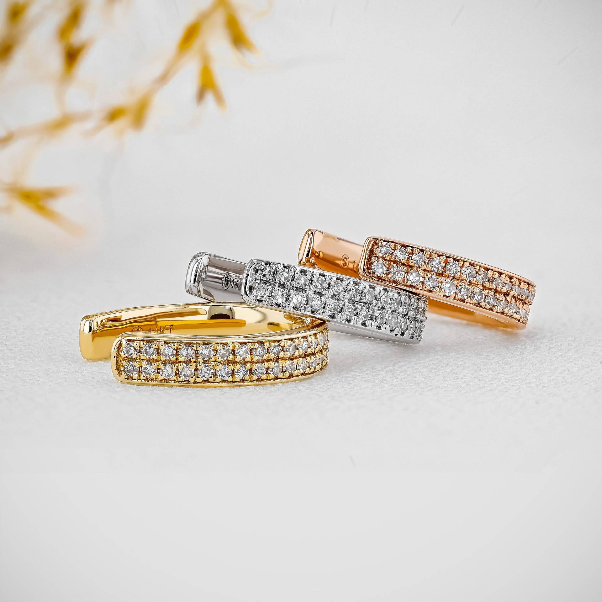 14K Gold Diamant Ohrstulpe Reversible Pavé Nicht Durchbohrter Ohrring von SocialValue