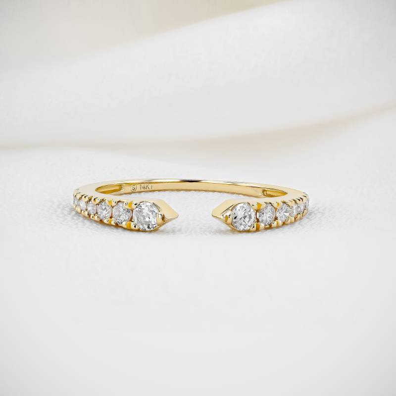 14K Gold Diamant Stapelring Offen Abgestufte Band von SocialValue