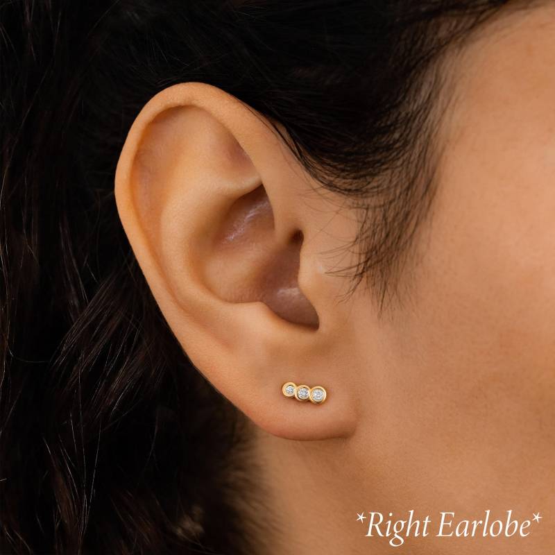 14K Gold Diamant Trio Ohrstecker Bezel Set Crawler | Einzeln von SocialValue