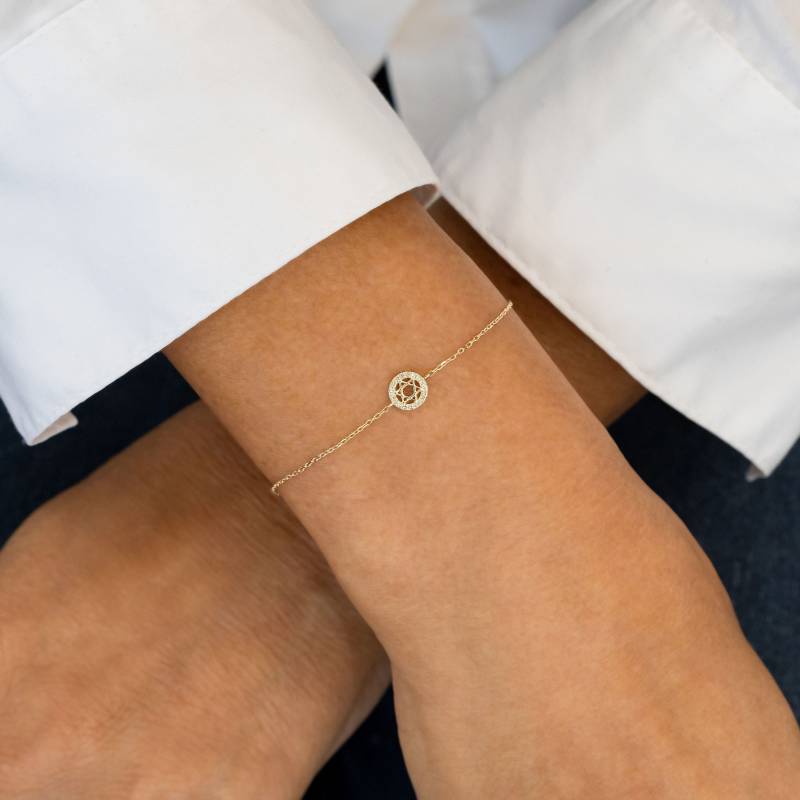 Diamant Davidstern Armband 14K Solid Gold Verstellbare Kette von SocialValue