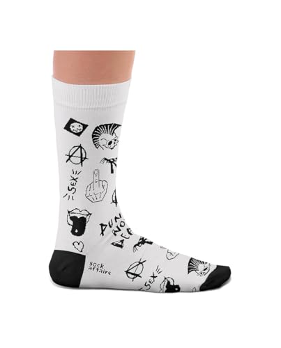 Sock Affairs Musik-Socken – Peace & Love, Six String, Dead Kennedys, Punk's Not Dead – Geschenke für Musikfans, Baumwollsocken, 2 Größen, 36-40 und 41-46 von Sock Affairs