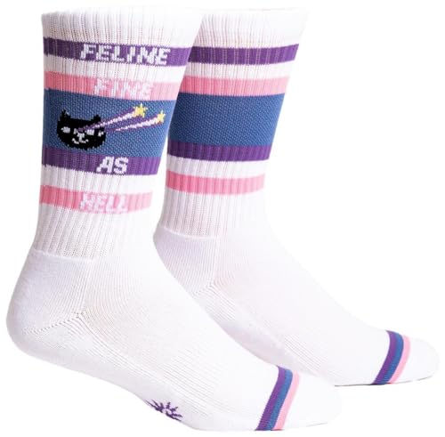 Sock It To Me, Damen Athletic Ribbed Crew Fun Novelty Socken, Feline Fine as Hell, Einheitsgröße von Sock It To Me