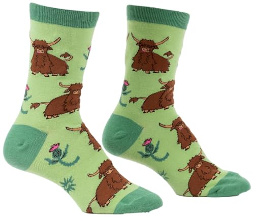 Sock It To Me, Damen Crew, Tiersocken, Winterharte Hochlandkühe, Einheitsgröße von Sock It To Me