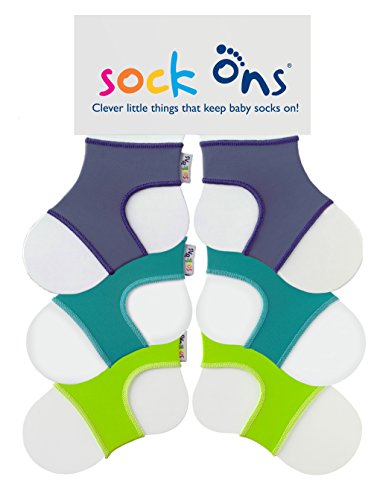 Sock Ons - Baby-Sockenhalter - 0-6 Months - 3er Pack (1 x Blueberry 1 x Turquoise 1 x Green) - Amazing Value Pack - Erstaunliches Vorteilspaket - Baby-Socken immer anziehen! von Sock Ons