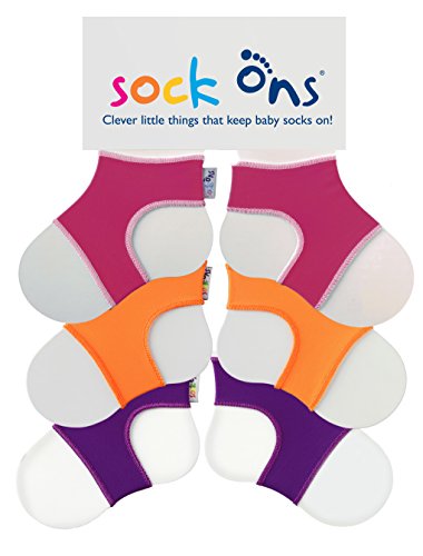 Sock Ons - Baby-Sockenhalter - 0-6 Months - 3er Pack (1 x Pink 1 x Orange 1 x Purple) - Amazing Value Pack - Erstaunliches Vorteilspaket - Baby-Socken immer anziehen! von Sock Ons