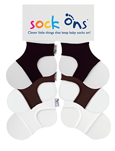 Sock Ons - Baby-Sockenhalter - 0-6 Months - 3er Pack (1 x Weiß 1 x Black 1 x Brown) - Amazing Value Pack - Erstaunliches Vorteilspaket - Baby-Socken immer anziehen! von Sock Ons