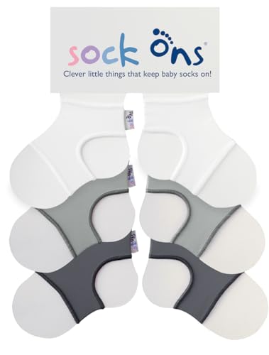 Sock Ons - Baby-Sockenhalter - 0-6 Months - 3er Pack - Grau - Amazing Value Pack - Erstaunliches Vorteilspaket - Baby-Socken immer anziehen! von Sock Ons