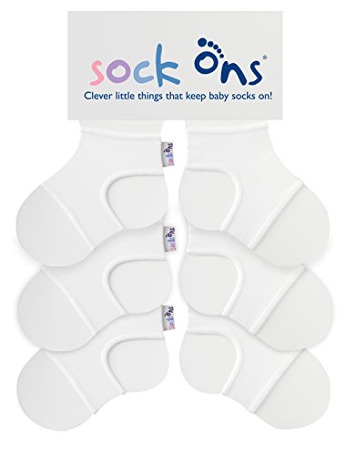 Sock Ons - Baby-Sockenhalter - 3er Pack - Erstaunliches Vorteilspaket - Baby-Socken immer anziehen! (Weiß, 0-6 Monate) von Sock Ons
