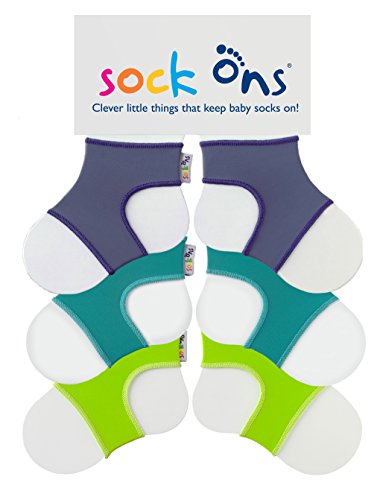 Sock Ons - Baby-Sockenhalter - 6-12 Months - 3er Pack (1 x Blueberry 1 x Turquoise 1 x Green) - Amazing Value Pack - Erstaunliches Vorteilspaket - Baby-Socken immer anziehen! von Sock Ons