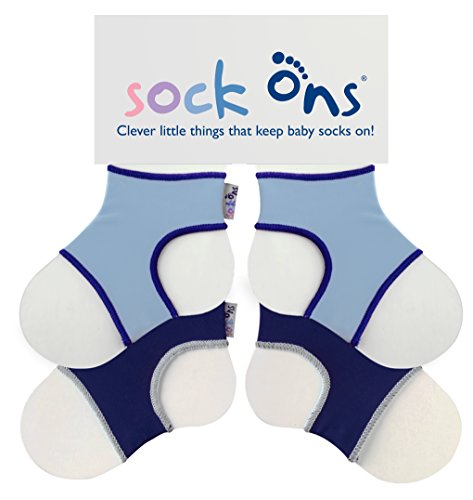 Sock Ons Kluge kleine Dinge, die Babysocken halten! - 0-6 Monate - TWIN PACKS (2 Stück) - Baby Blue & Navy von Sock Ons