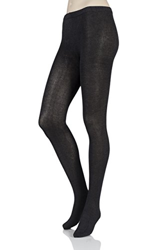 SockShop Damen 1 Paar Plain Bambus Tights Charcoal Twist Medium/Large von SockShop