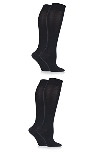 SockShop Damen 4 Paar Einfarbige Bambus Kniesocken - Schwarz 37-41 von SockShop