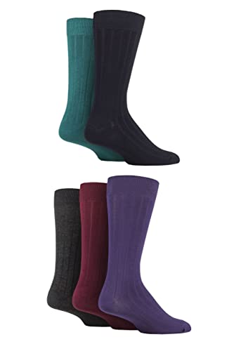 SockShop Herren Gemusterte Hell Bunt Natürliche Bambussocken Verschiedene Designs für den Alltag Größe 7-11 Multipack von 5 königlich gerippt 40-45 von SockShop