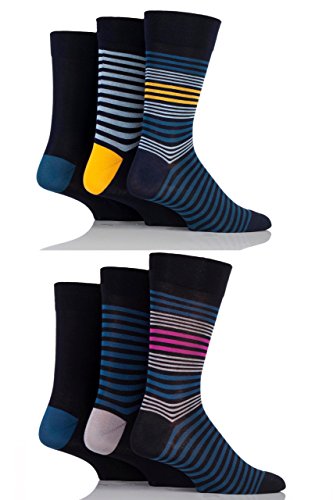 SockShop Herren 6 Paar Komfortmanschette Bambus Socken - Gemischte streifen 40-45 Herren von SockShop