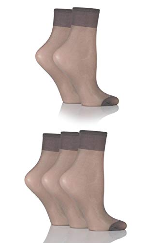 SockShop Damen 5 Paar 15 Denier Ankle Highs Mittelgrau 37-42 von SockShop