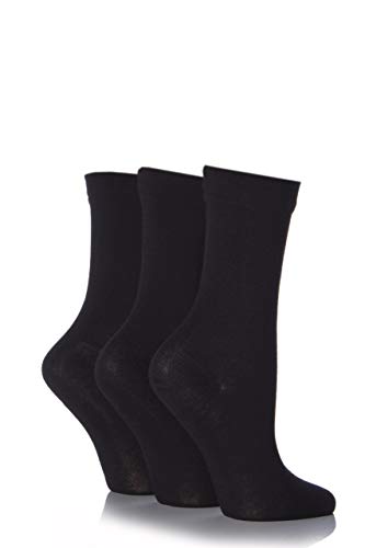 SockShop Damen Bambussocken mit Komfortbündchen Packung mit 3 Schwarz 37-42 von SockShop