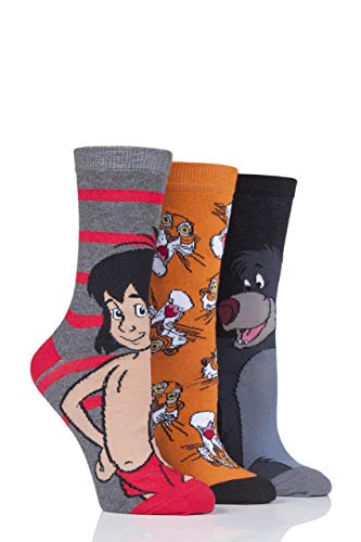 SockShop Damen Disney The Jungle Book Baumwollsocken Packung mit 3 Gemischt 37-42 von SockShop