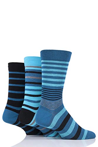 SockShop Herren Comfort Cuff Bambus Gestreifte und Einfarbige Socken Packung Mit 3 (Große Stadt, 46-48 Mens) von SockShop