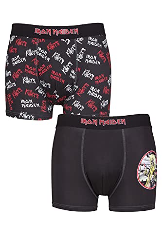 SockShop Herren Iron Maiden Exklusiv Geschenkbox Klassisch Rockmusik Schwermetall Boxer Shorts Packung mit 2 Schwarz M von SockShop