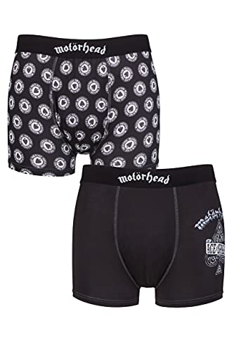 SockShop Herren Motorhead Exklusiv Geschenkbox Klassisch Rockmusik Schwermetall Boxer Shorts Packung mit 2 Schwarz L von SockShop