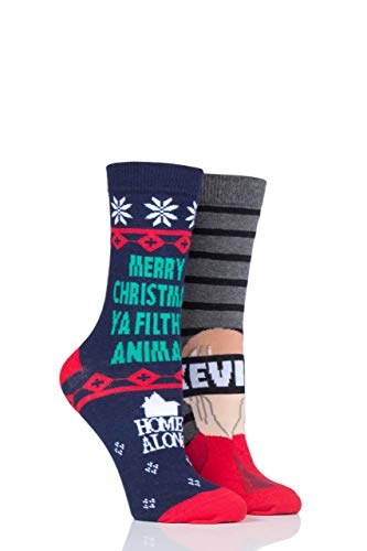 SOCKSHOP Herren und Damen Home Alone Merry Christmas Ya Filthy Animal Baumwollsocken Packung mit 2 Gemischt 37-42 von SOCKSHOP