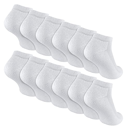 12er Pack Kinder Bambus Sneaker Socken | Sock Snob | Unsichtbare No Show Laufsocken in Schwarz oder Weiß (3-7 Jahre, Weiß) von Sock Snob