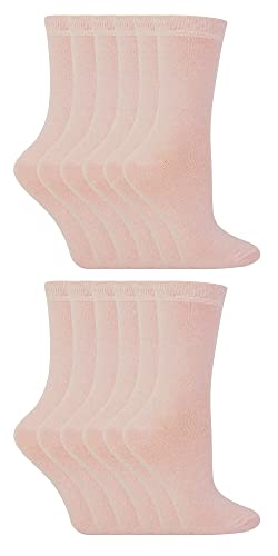 12er Pack Kinder Einfarbig Socken | Sock Snob | Baumwolle Socken für Mädchen und Jungen | 27-30 und 31-34 (27-30, Hell-Pink) von Sock Snob
