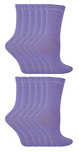12er Pack Kinder Einfarbig Socken | Sock Snob | Baumwolle Socken für Mädchen und Jungen | 27-30 und 31-34 (30-36, Lila) von Sock Snob