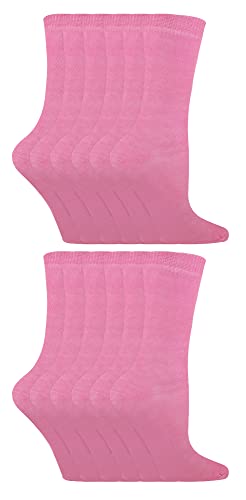 12er Pack Kinder Einfarbig Socken | Sock Snob | Baumwolle Socken für Mädchen und Jungen | 27-30 und 31-34 (30-36, Rosa) von Sock Snob