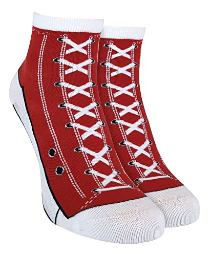 2er Pack Herren und Damen Baumwolle Bunt Muster Socken im Sneaker Schuhdesign (39/45, Red) von Sock Snob