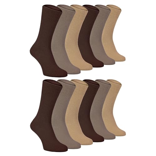 Sock Snob 12er Pack Herren 100% Baumwolle Socken in Schwarz Atmungsaktiv Crew Extra Weit Socken Ohne Gummi (39-45, TSFD02) von Sock Snob