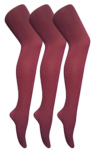 Sock Snob 3er Pack Damen Strumpfhose 80 Den Farbig Strumpfhose Blickdicht Matt (M, Burgund) von Sock Snob