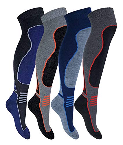 Sock Snob 4er Pack Herren Damen Kinder Gepolstert Extra Warm Thermo Skisocken (39/45, SL202 Mens) von Sock Snob