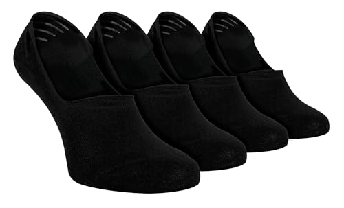 Sock Snob - 4er Pack Herren und Damen Bambus Füßlinge Kurz Unsichtbar Socken mit Silikon für Sneaker (39-45 EU, Schwarz) von Sock Snob